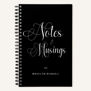 Elegant Script Calligraphy Personalised Black Notebook