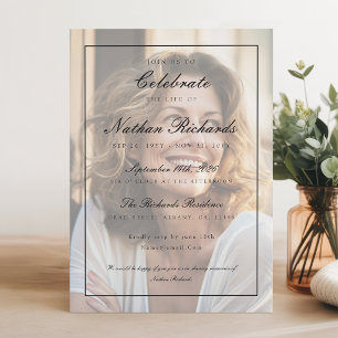Elegant Script Calligraphy Photo Funeral Program Programme