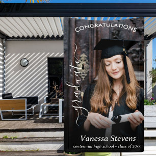 Elegant Script Calligraphy Photo Graduation  Banner