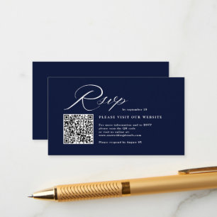 Elegant Script Calligraphy & QR Code Wedding RSVP  Enclosure Card