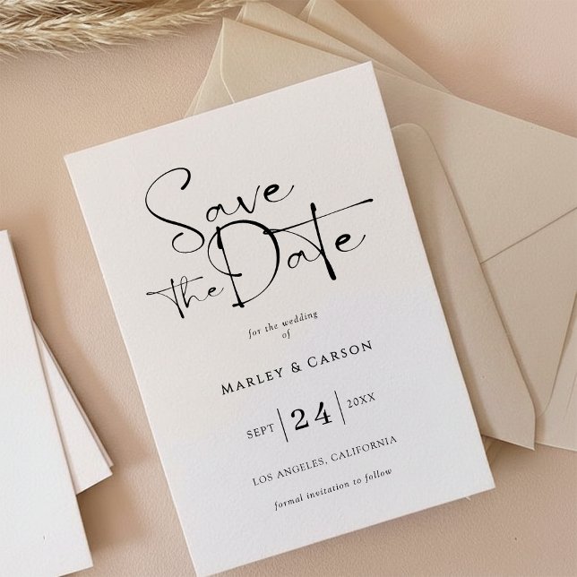 Elegant Script Calligraphy Save The Date Wedding Invitation (Creator Uploaded)