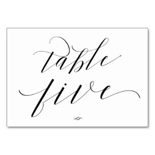 Elegant Script Calligraphy Table Five Reception Number