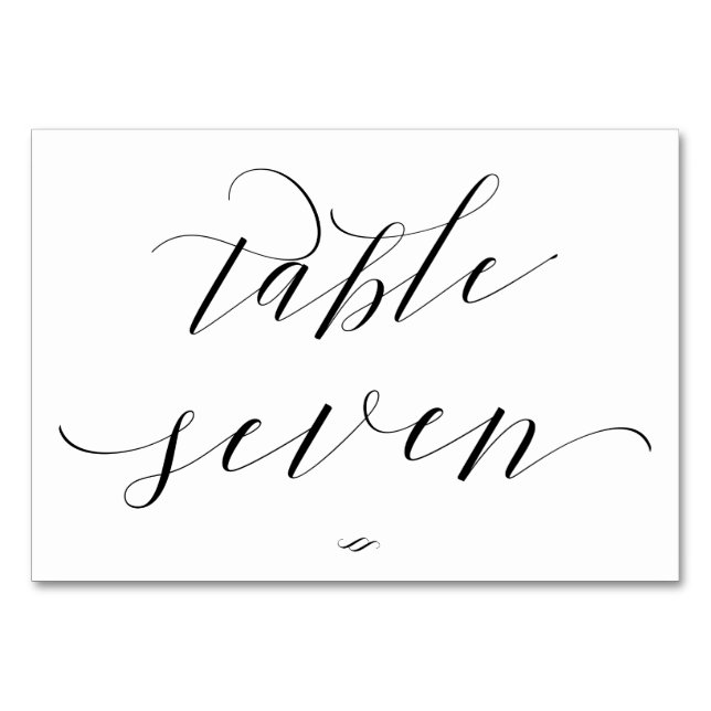 Elegant Script Calligraphy Table Seven Reception Number (Front)