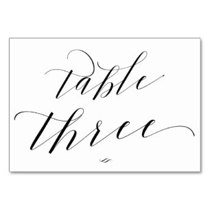 Elegant Script Calligraphy Table Three Reception Number