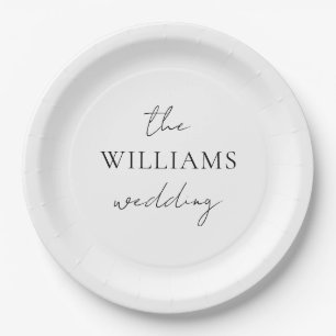 Elegant Script Calligraphy Wedding Paper Plate