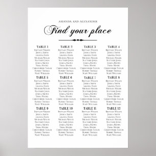 Elegant script calligraphy wedding seating chart