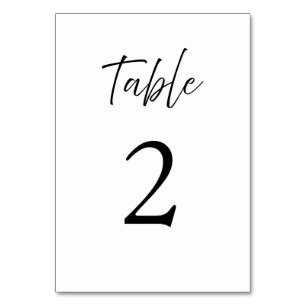 Elegant Script Calligraphy White Wedding Table Number