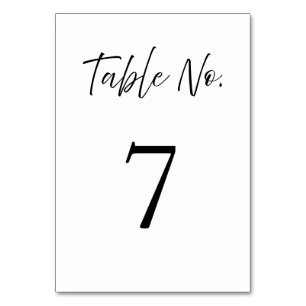 Elegant Script Calligraphy White Wedding Table Number