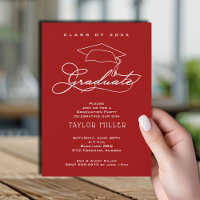 Elegant Script Cardinal Red Graduation