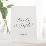 Elegant Script Cards and Gifts Pedestal Sign<br><div class="desc">This elegant script cards and gifts pedestal sign is perfect for a simple wedding or bridal shower. The minimalist black and white design features fancy romantic typography with modern glam style. Customisable in any colour. Keep the design minimal and classy, as is, or personalise it by adding your own graphics...</div>