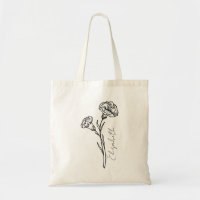 Elegant Script Carnation January Birth Flower Name