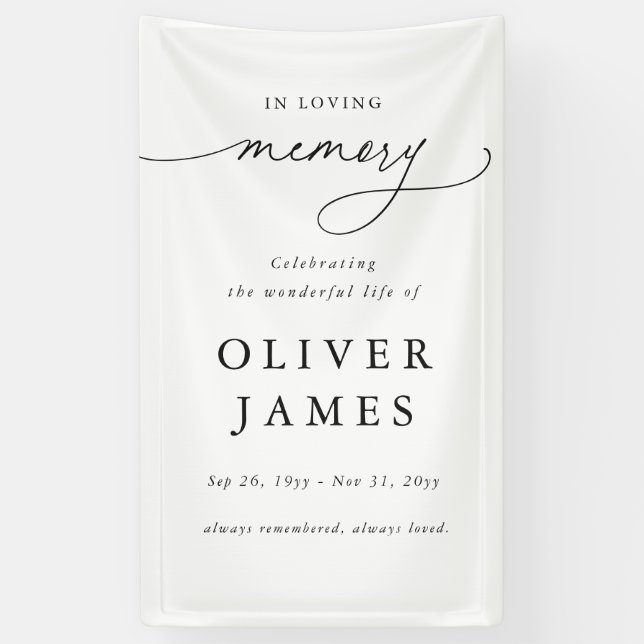 Elegant Script Celebration of Life Memorial Banner (Vertical)