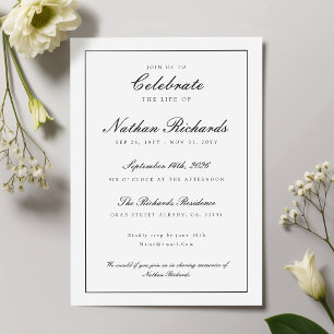 Elegant Script Celebration of Life Memorial Invitation