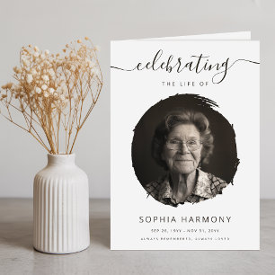Elegant Script Celebration of Life Photo Program Card