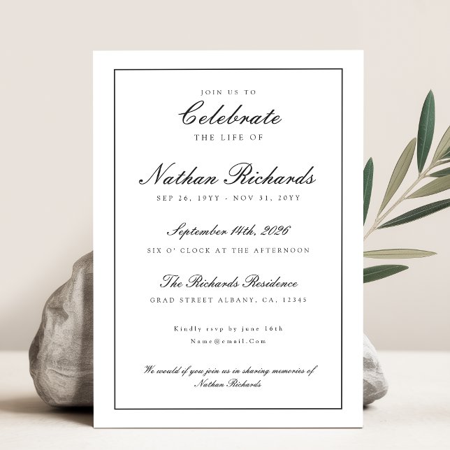 Elegant Script Celebration of Life Program Card (Creator Uploaded)