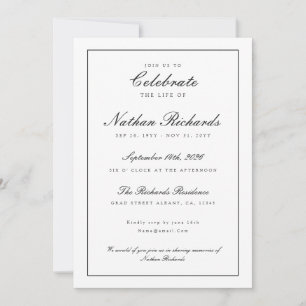 Elegant Script Celebration of Life Program Card