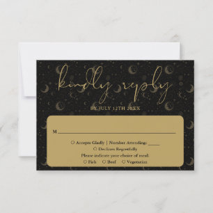 Elegant Script Celestial Mystical Wedding RSVP Card