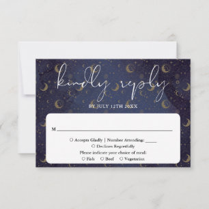 Elegant Script Celestial Mystical Wedding RSVP Card