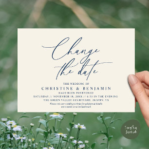 Elegant Script Change the Date Wedding Postpone Invitation