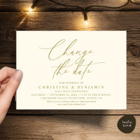 Elegant Script Change the Date Wedding Postpone