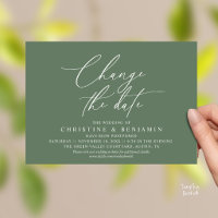 Elegant Script Change the Date Wedding Postpone