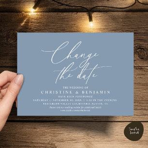 Elegant Script Change the Date Wedding Postpone Invitation