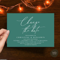 Elegant Script Change the Date Wedding Postpone 