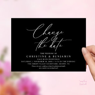Elegant Script Change the Date Wedding Postpone Invitation
