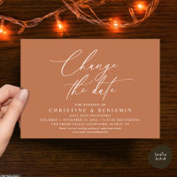 Elegant Script Change the Date Wedding Postpone