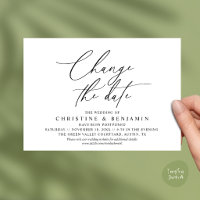 Elegant Script Change the Date Wedding Postpone