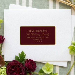 Elegant Script Chartreuse Burgundy Formal Wedding Label