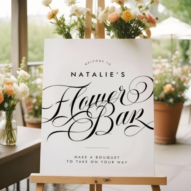 Elegant Script Chic Bridal Shower Flower Bar Sign (Creator Uploaded)