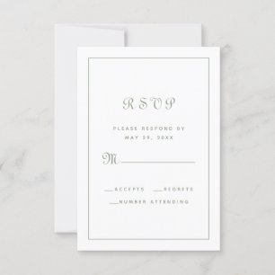Elegant Script Chic Sage Green Wedding Enclosure RSVP Card