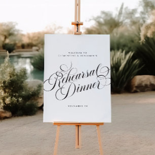 Elegant Script Chic Wedding Rehearsal Dinner Sign