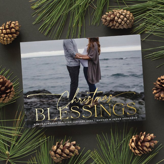 Elegant Script Christmas Blessings Pregnancy (Creator Uploaded)