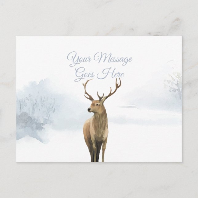 Elegant Script Christmas Holidays Winter Stag Postcard (Front)