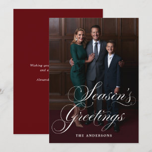 Elegant Script Christmas Photo Family Holiday  Card