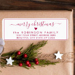Elegant Script Christmas Return Address Label<br><div class="desc">Elegant, Modern White and Red Hand Lettered Christmas Family Return Address Labels. Featuring a pretty hand-written script with saying "merry christmas" in swash-tail font, a little red color heart shape, around thin line frame background. Great for Christmas holiday season, easy to personalize them with your names and return address info....</div>