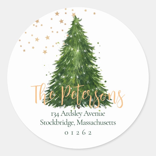 Elegant Script Christmas Return Address Labels (Front)