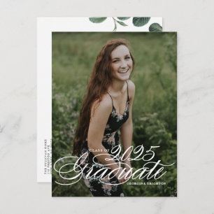 Elegant Script Class of 2024 Photo Graduation Invitation Postcard