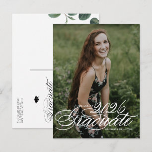 Elegant Script Class of 2024 Photo Graduation Invitation Postcard