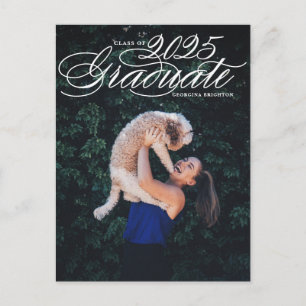 Elegant Script Class of 2024 Photo Graduation Invitation Postcard