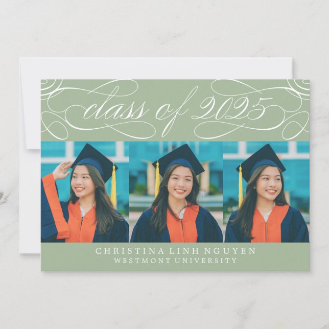 ELEGANT SCRIPT CLASS OF 2025 PHOTO GRADUATION INVITATION (Front)