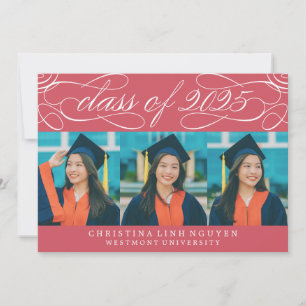 ELEGANT SCRIPT CLASS OF 2025 PHOTO GRADUATION INVITATION