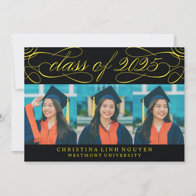 ELEGANT SCRIPT CLASS OF 2025 PHOTO GRADUATION INVITATION (Front)