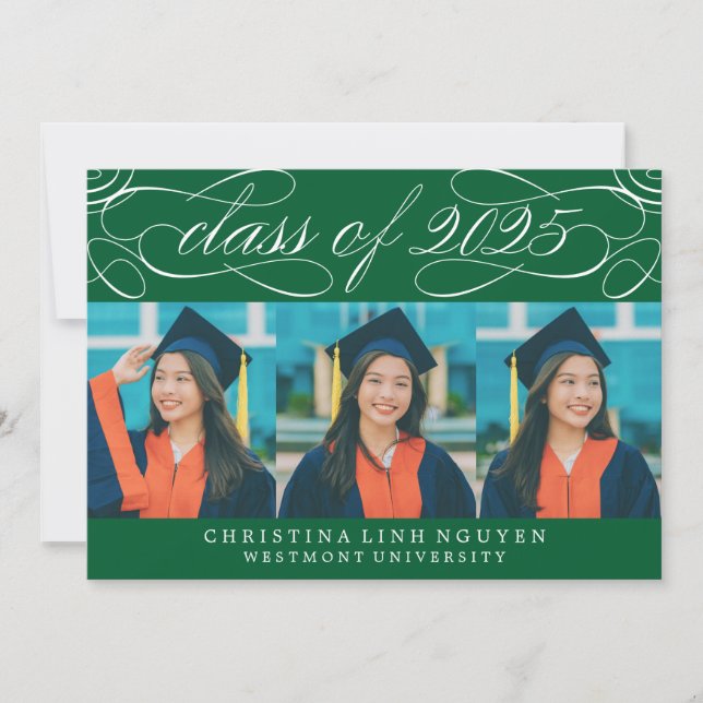 ELEGANT SCRIPT CLASS OF 2025 PHOTO GRADUATION INVITATION (Front)