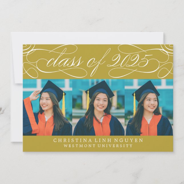 ELEGANT SCRIPT CLASS OF 2025 PHOTO GRADUATION INVITATION (Front)