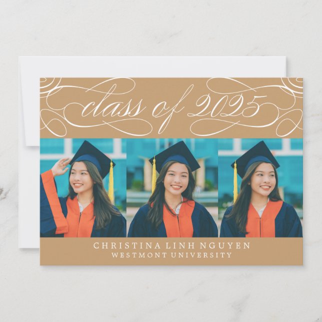 ELEGANT SCRIPT CLASS OF 2025 PHOTO GRADUATION INVITATION (Front)