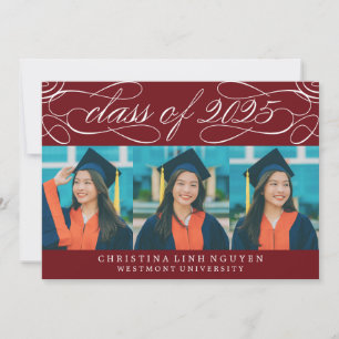 ELEGANT SCRIPT CLASS OF 2025 PHOTO GRADUATION INVITATION