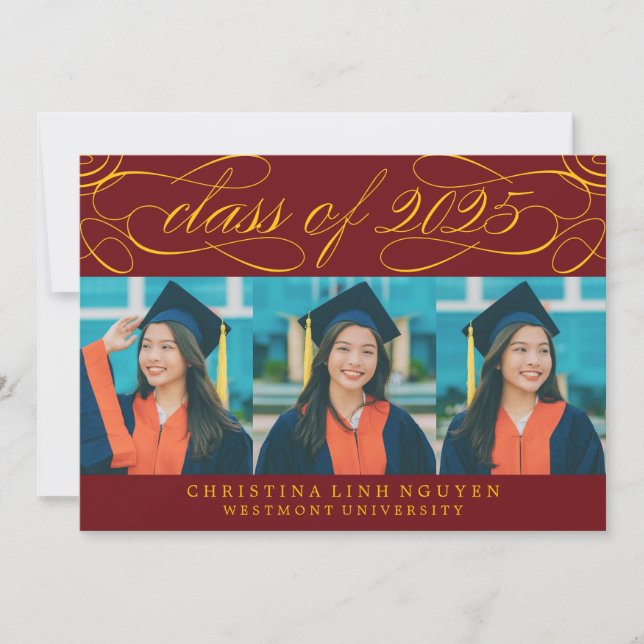 ELEGANT SCRIPT CLASS OF 2025 PHOTO GRADUATION INVITATION (Front)